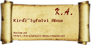 Királyfalvi Absa névjegykártya